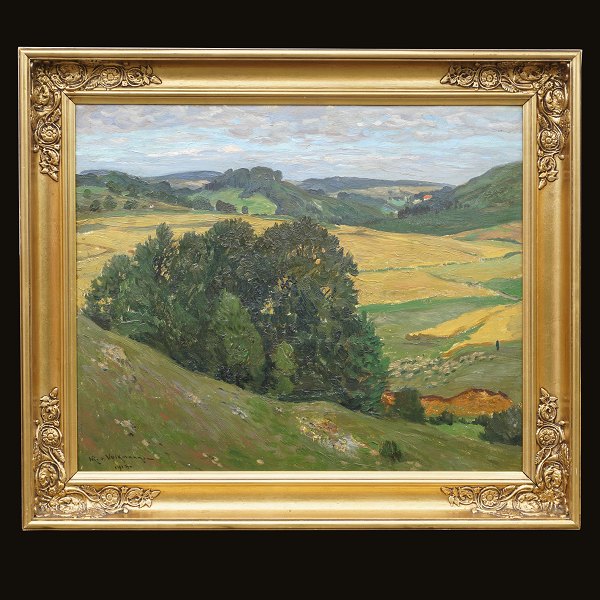 Hans Richard von Volkmann, 1860-1927, Öl auf Platte. Landschaftspartie. Signiert 
und datiert 1918. Lichtmasse: 43x53cm. Mit Rahmen: 56x66cm