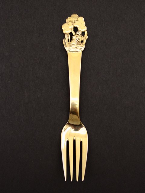 H C Andersen children fork "Tommeliden" gilded  silver