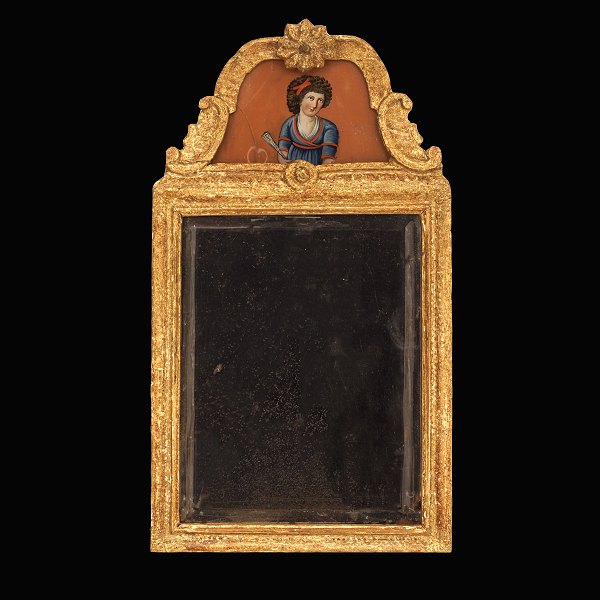 A small gilt Rococo mirror. Sweden circa 1770. Size: 43x24cm