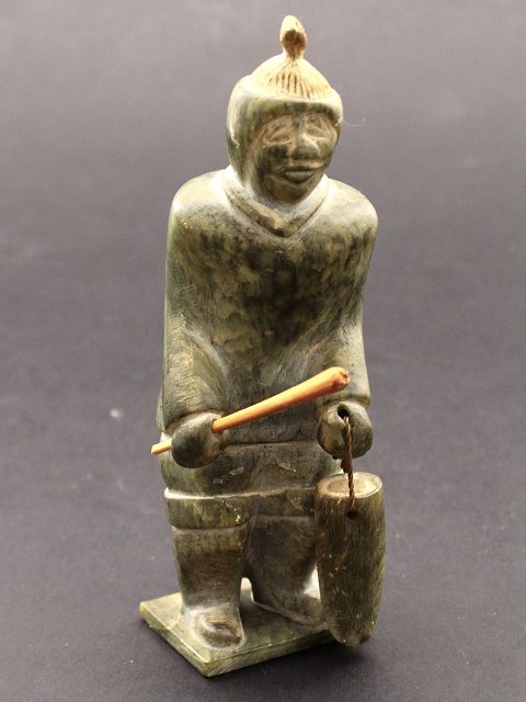 Greenlandic soapstone figure 16 cm. by Peter Petersen Paamiut