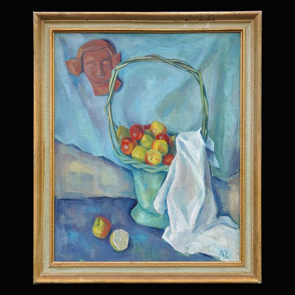 Karl Larsen, Denmark, 1897-1977, stillife. Oil on canvas. Signed. Visbile size: 
69x55cm. With frame: 81x67cm