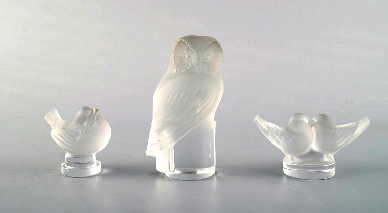 Lalique. Three birds in clear art glass. 1960