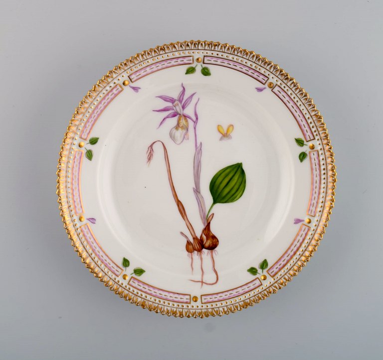 Royal Copenhagen Flora Danica salad plate in hand-painted porcelain with flowers 
and gold decoration. Model number 20/3573.
