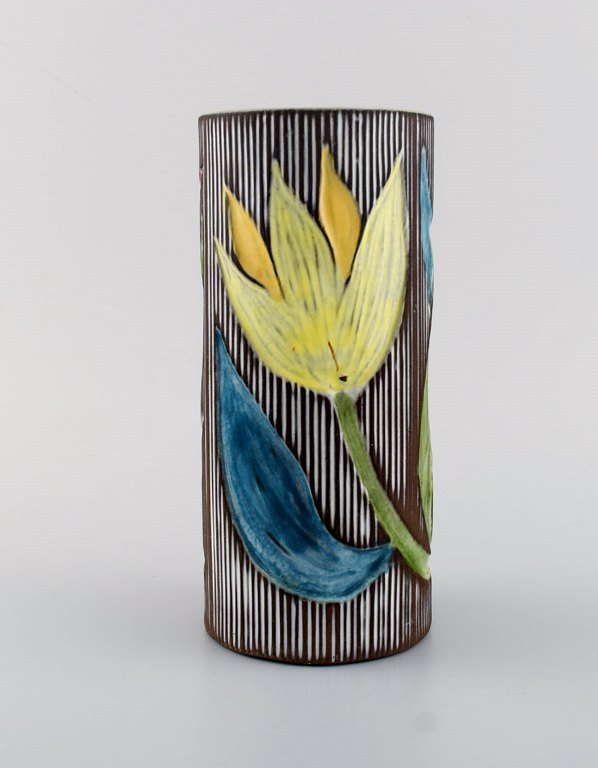Mari Simmulson (1911-2000) for Upsala-Ekeby. Vase in glazed ceramics with floral 
decoration. Mid-20th century.
