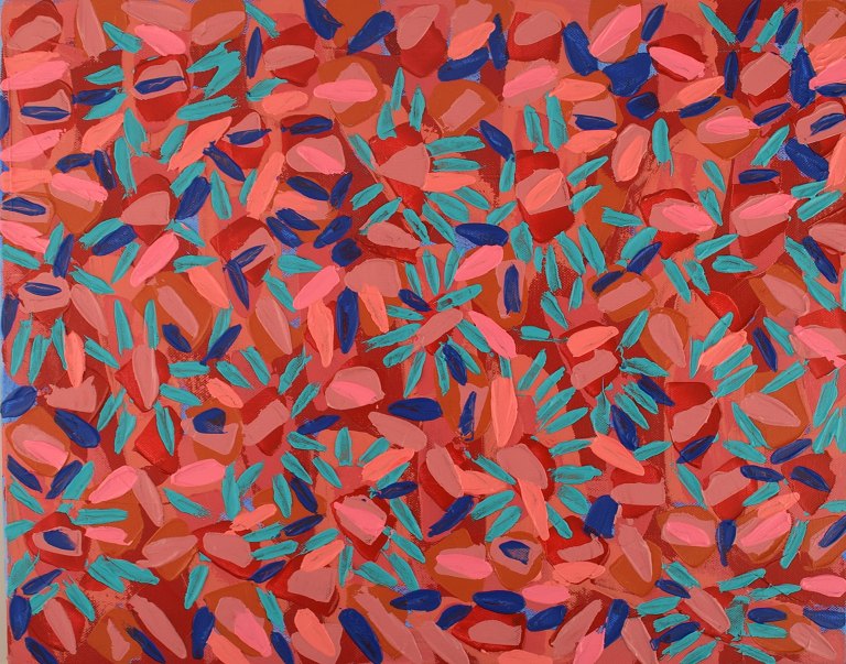 Ivy Lysdal, f 1937. Dansk keramiker og kunstmaler. Akryl på lærred. Abstrakt 
modernistisk maleri. Koloristisk palette. Dateret 2013.
