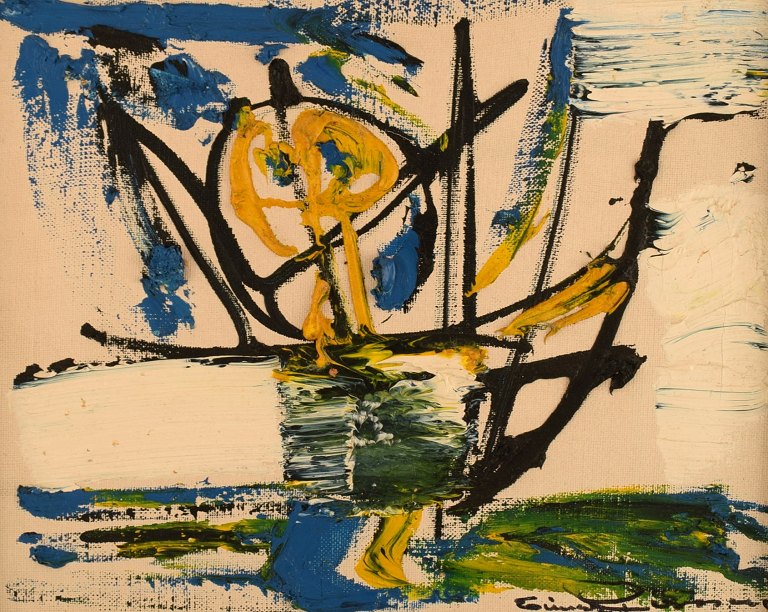 Einar Person (1918-2006), Sweden. Oil on canvas. Abstract composition. 1960