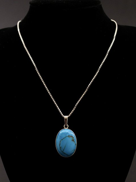 Sterling silver necklace with N E From pendant sterling silver with turquoise