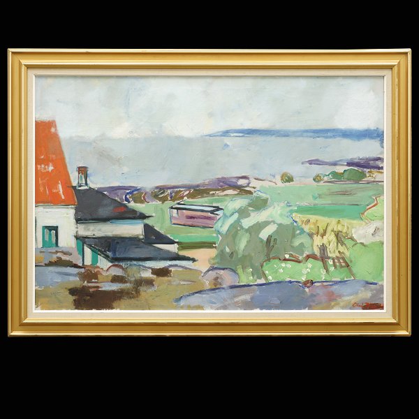 A large painting by Olaf Rude, 1886-1957. View from the artist