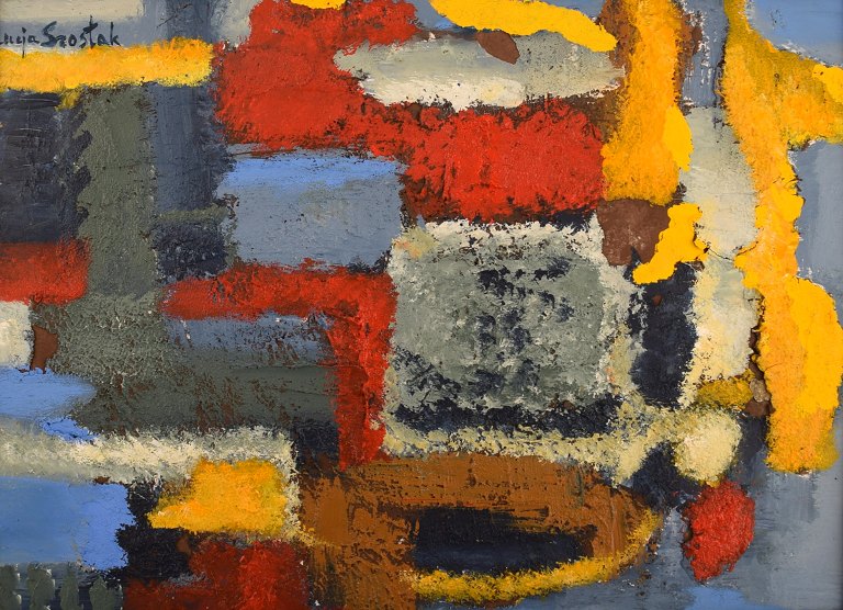 Lucja Szostak (b. 1949) Poland. Oil on board. Abstract composition. 1980