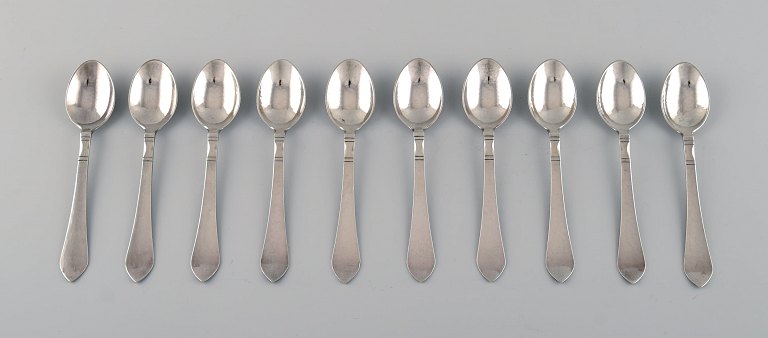 Ten Georg Jensen Continental teaspoons in sterling silver.
