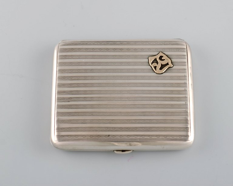 Scandinavian silversmith. Art deco cigarette case in silver (830). 1930s / 40s.
