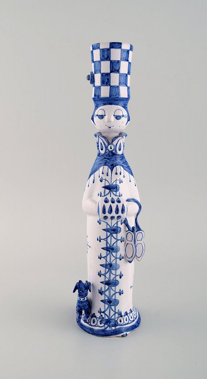 Bjørn Wiinblad unique ceramic figure. "Winter" in blue "Seasons". Signed and 
dated. 1983.