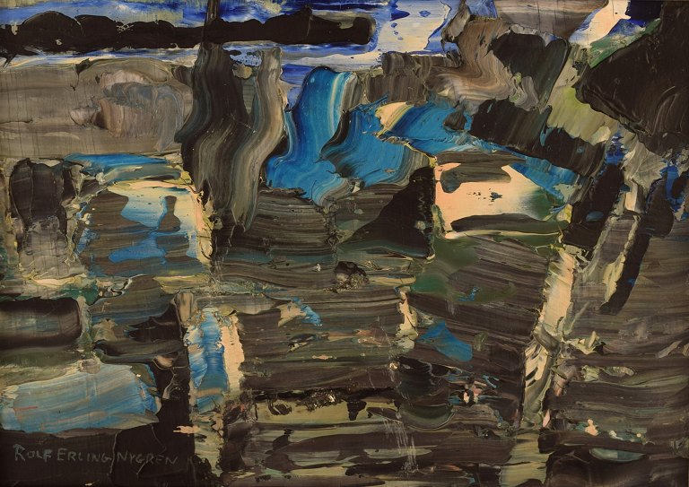 Rolf Erling Nygren (1925-2010), Sweden. Oil on canvas. Abstract composition. 
1960s.
