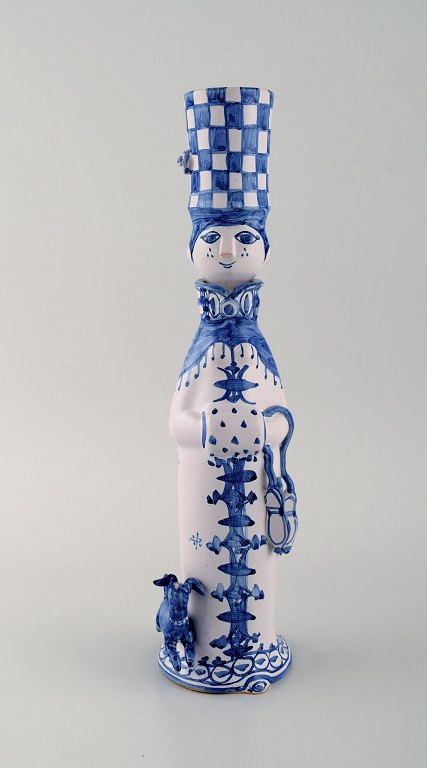 Bjørn Wiinblad unik keramik figur. "Vinter" i blå "Årstiderne" fra 1999.

