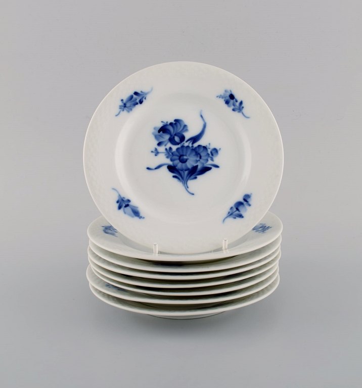 Eight Royal Copenhagen Blue Flower Braided cake Plates. Model number 10/8092.
