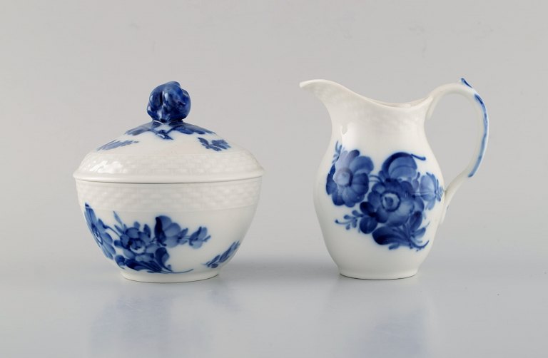 Royal Copenhagen Blue Flower Braided sugar bowl and cream jug. 1960s.
