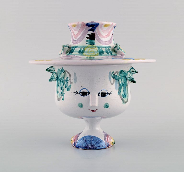 Bjørn Wiinblad (1918-2006). Unique vase in glazed ceramics. Woman with hat. 
Model V13. Dated 1971.

