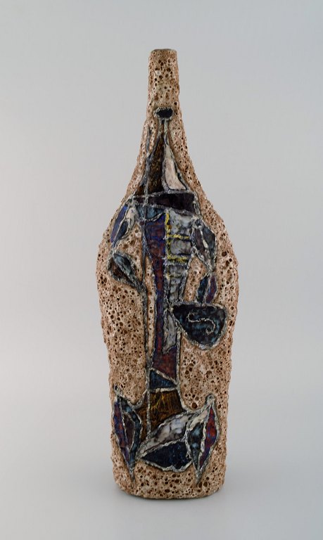 Marcello Fantoni (b.1915), Italy. Giant unique vase in hand-painted glazed 
stoneware. Florence. Dated 1958.
