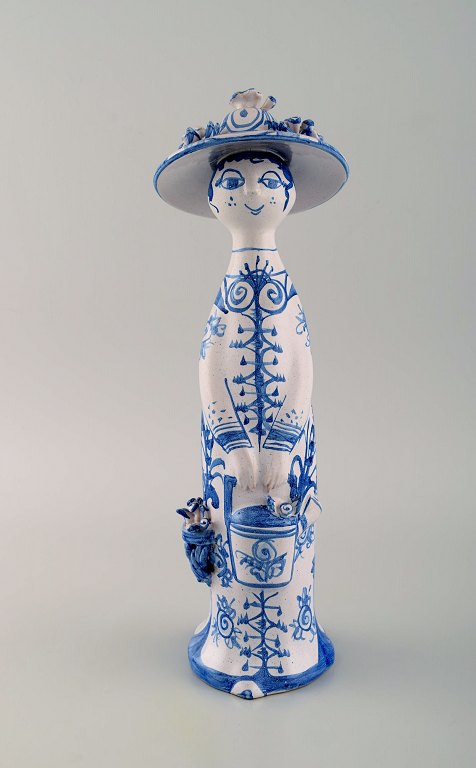 Bjørn Wiinblad unique ceramic figure. "Summer" in blue "Seasons". Signed and 
dated. 1979.