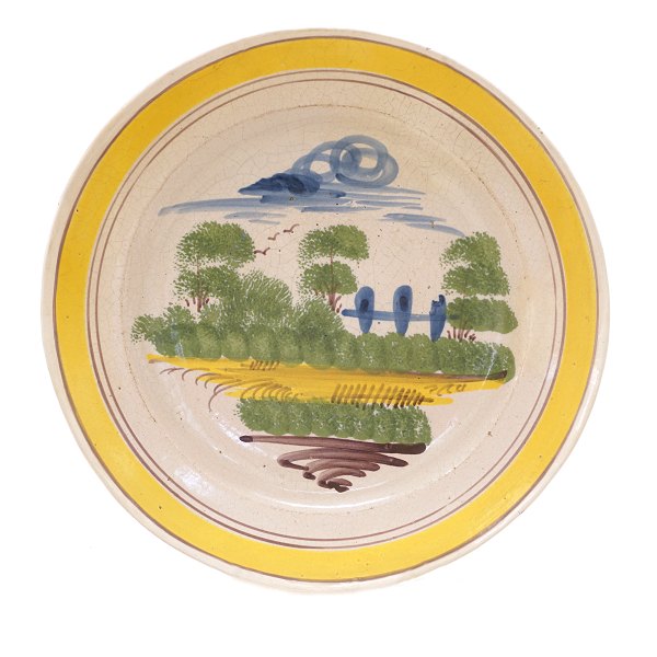 Large Kellinghusen faience plate circa 1800. D: 30,3cm