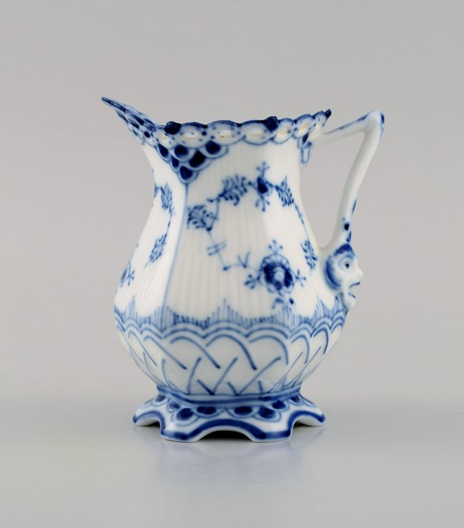 Royal Copenhagen Blue Fluted Full Lace cream jug in porcelain. Model number 
1/1032.
