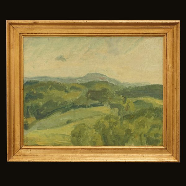 Harald Giersing painting. Harald Giersing, 1881-1927, oil on canvas. "Summerday 
on Norway". Exhibited 1927. Visible size: 37x46cm. With frame: 48x57cm