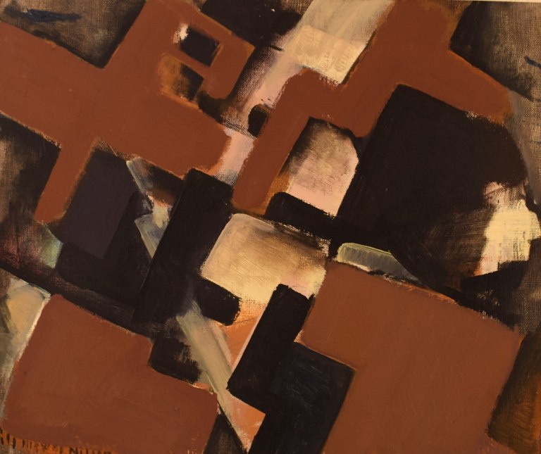Nils Ingvar Nilsson (1925-1907), Sweden. Oil on canvas. Abstract composition. 
1960s.
