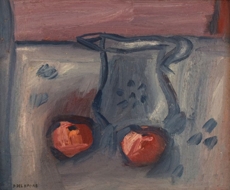 Bengt Delefors (1917-1996), Sweden. Oil on canvas. Modernist still life. 
Mid-20th century.
