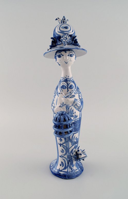 Bjørn Wiinblad unique ceramic figure. "Spring" in blue "Seasons". Signed and 
dated. 1972.
