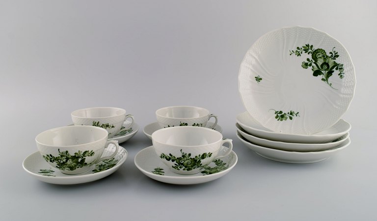 Royal Copenhagen Green Flower Curved tea service for four people.
