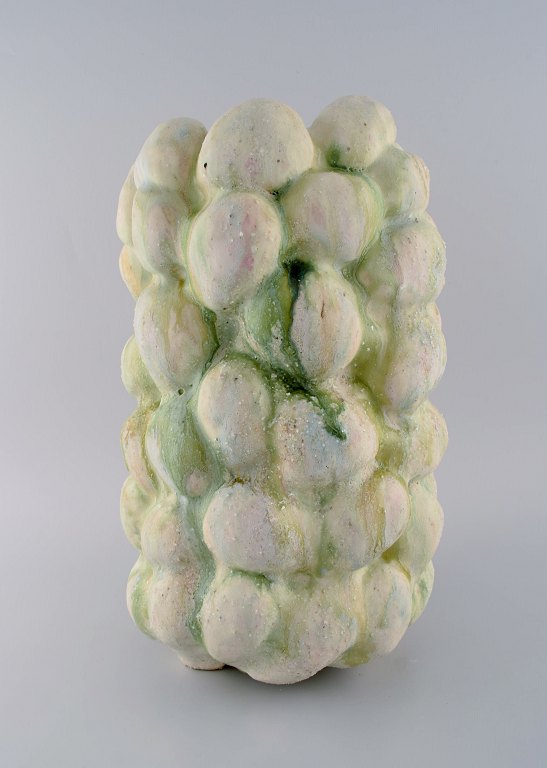 Christina Muff, Danish contemporary ceramicist (b. 1971). Large sculptural 
unique vase in glazed stoneware. Beautiful cream glaze with minerals from Danish 
beaches.
