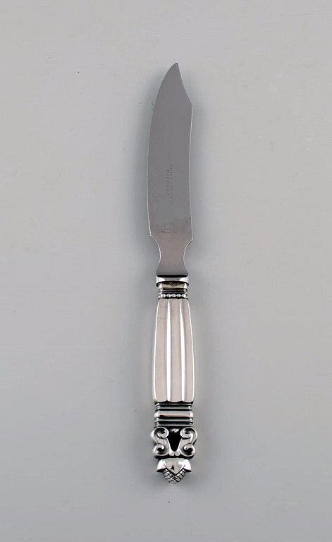 Georg Jensen Acorn cheese knife in sterling silver and stainless steel.

