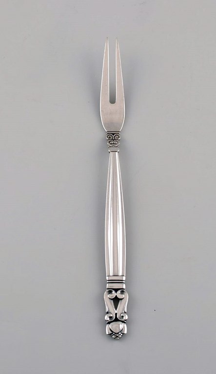 Georg Jensen Acorn cold meat fork in sterling silver.
