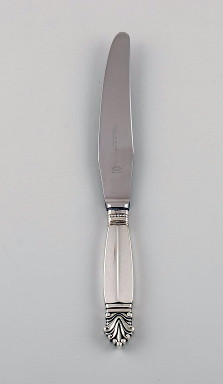 Georg Jensen Dronning middagskniv i sterlingsølv og rustfrit stål. 
