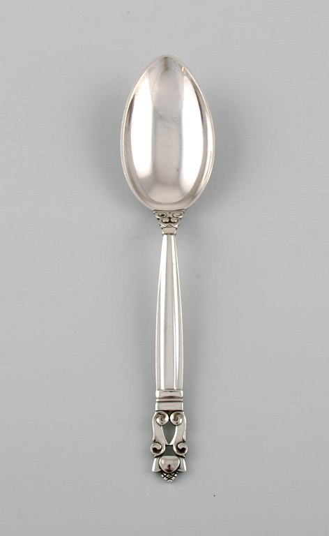 Georg Jensen Acorn dessert spoon in sterling silver. Seven pcs in stock.
