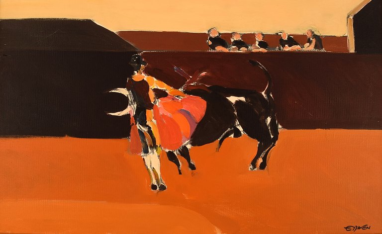 Eric Elfwén (1921-2008), Sweden. Oil on board. Bullfighter. 1960/70