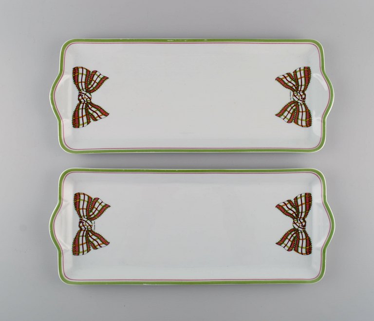Limoges, France. Two rare Christian Dior "Spring" serving trays in porcelain 
decorated with ribbon and bow. 1980s.
