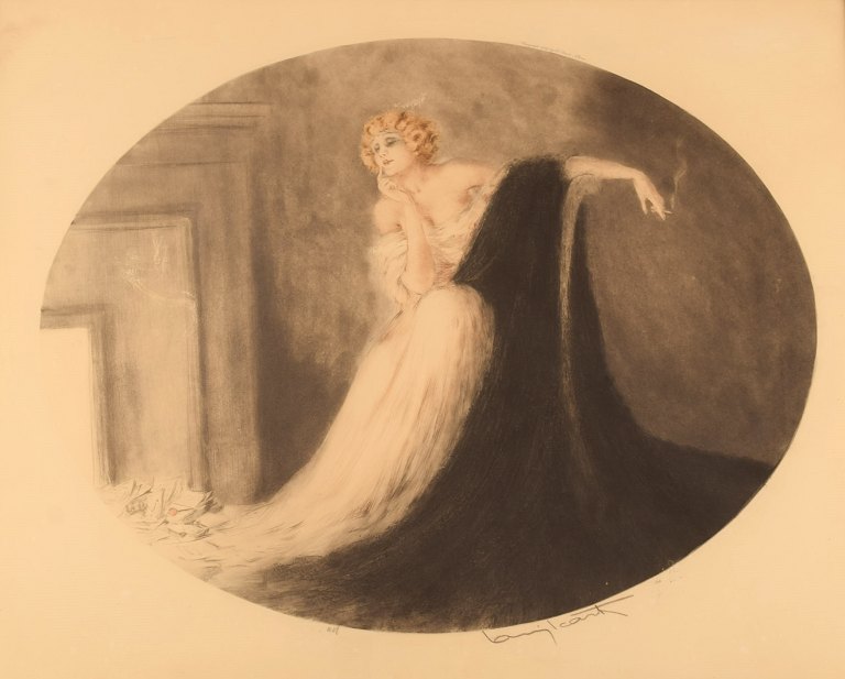 Louis Icart (1888-1950). Etching on paper. "Sapho". Dated 1929.
