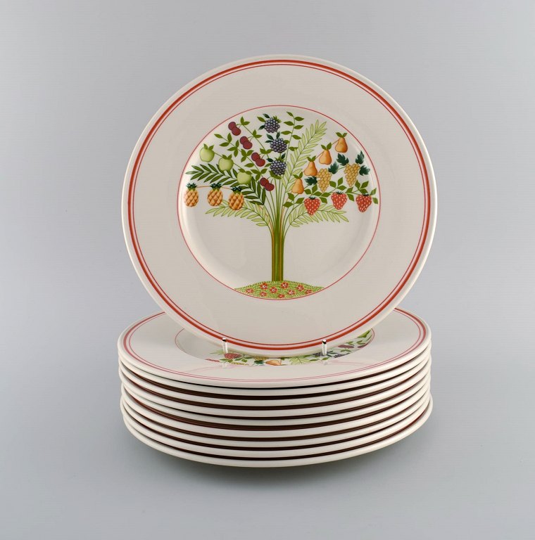 Villeroy & Boch. 10 Bon Appetit middagstallerkener i porcelæn dekoreret med 
frugttræer. Sent 1900-tallet.
