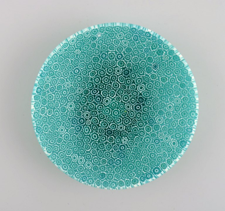 Murano Mille Fiori bowl in turquoise mouth blown art glass. Italian design, 
1960s.
