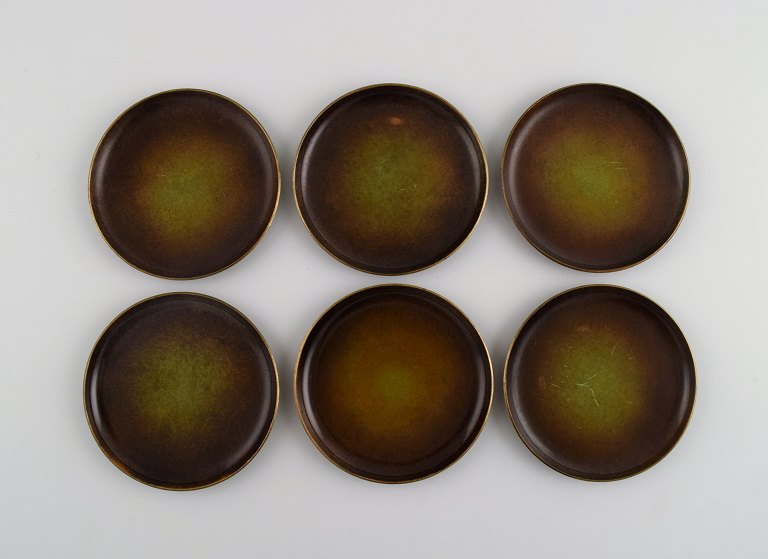 Ystad Bronze, Sweden. Six art deco bottle trays in bronze. 1940s.
