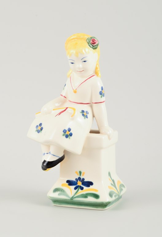 Aluminia, Denmark, Rare Childcare figure of the shepherdess from 1954.