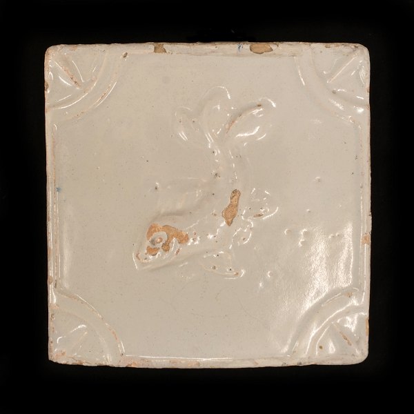 Rare Danish relief tile. Copenhagen circa 1740. Size: 13x13cm