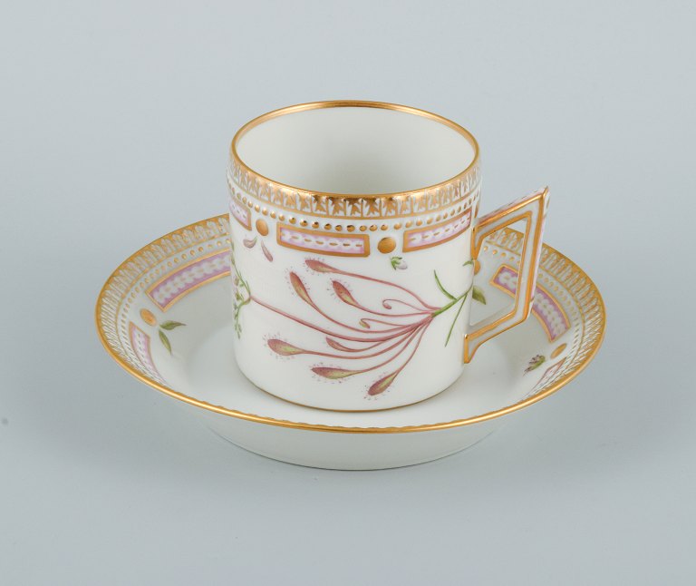 Royal Copenhagen, Flora Danica chocolate cup with matching saucer.