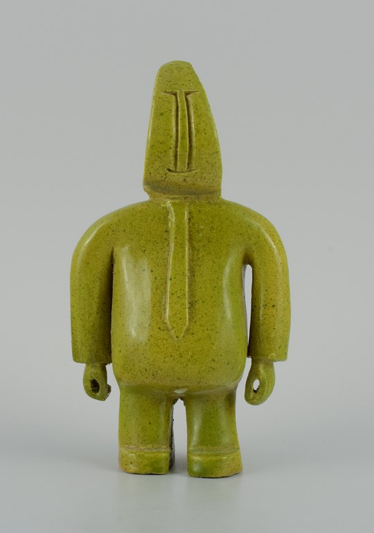 Bernard Lombot, French ceramist, unique ceramic sculpture, standing green man.