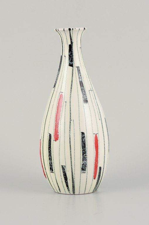 Aldo Londi for Bitossi, Italy, hand decorated unique ceramic vase.