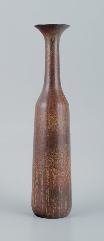 Gunnar Nylund for Rörstrand, large ceramic vase with mottled glaze in brown 
tones.