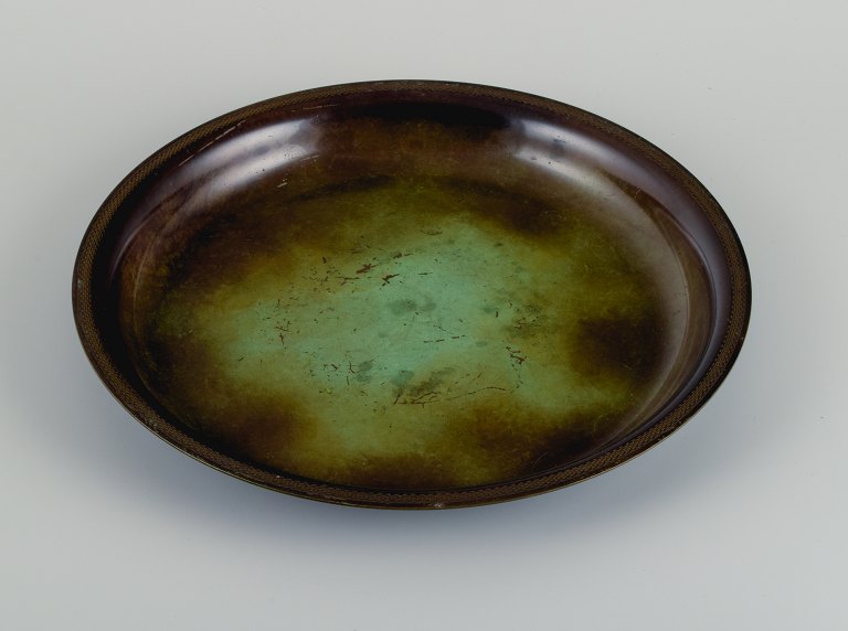 Just Andersen, low Art Deco bowl in alloyed bronze.