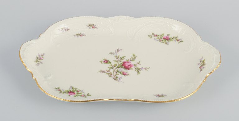Rosenthal, Germany. "Sanssouci", cream colored serving dish decorated with 
flowers and gold decoration.