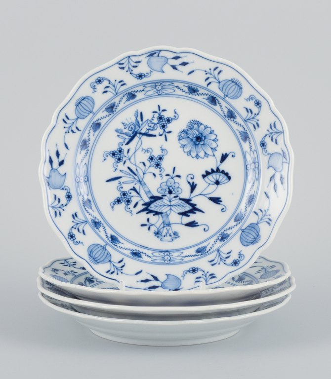 Meissen, Germany, four Blue Onion pattern plates.
Hand painted.